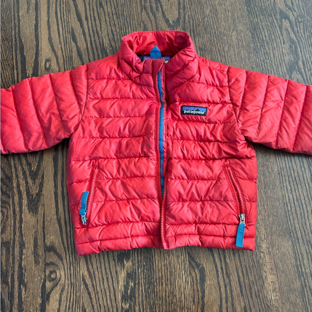 Patagonia Kids' Red Quilted Jacket with Blue Accents